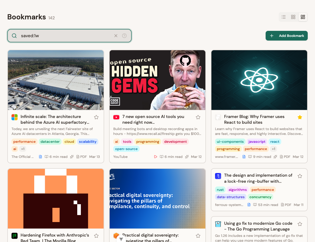 Search results filtered by saved date