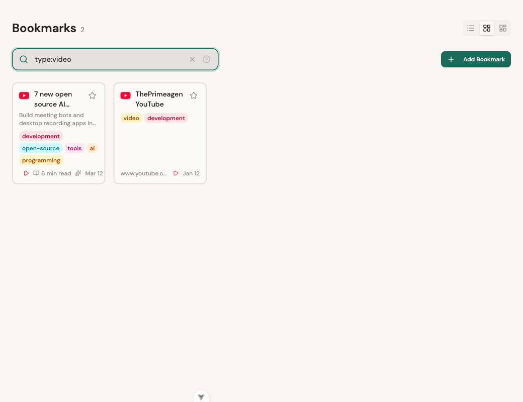 Search results filtered to show only videos